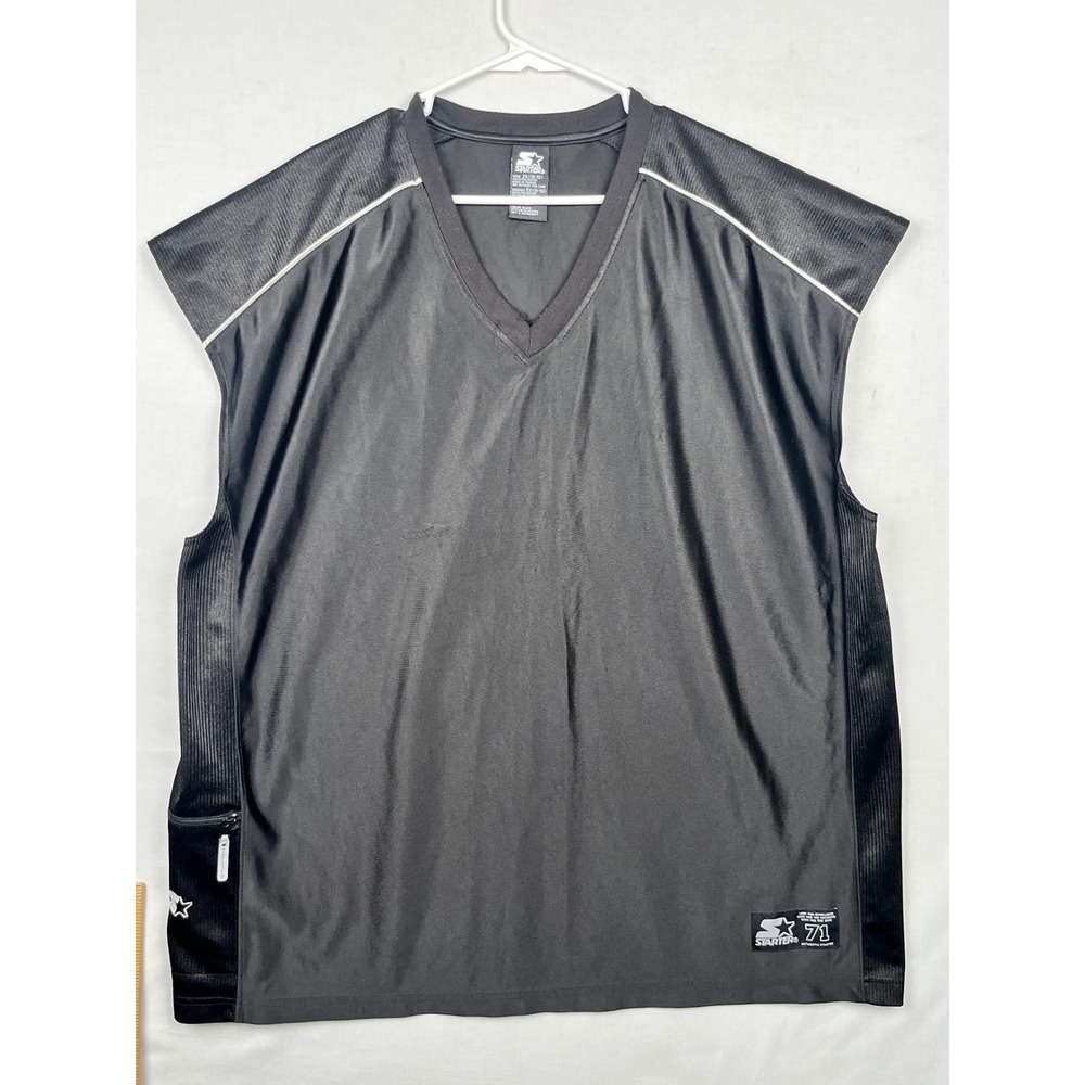 Starter Sleeveless Jersey Mens 2XL Black V-Neck Athletic Top WS2021BG